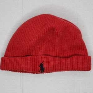 Little Boys Polo Ralph Lauren Black Label Red Merino Wool Cuffed Ribbed Beanie